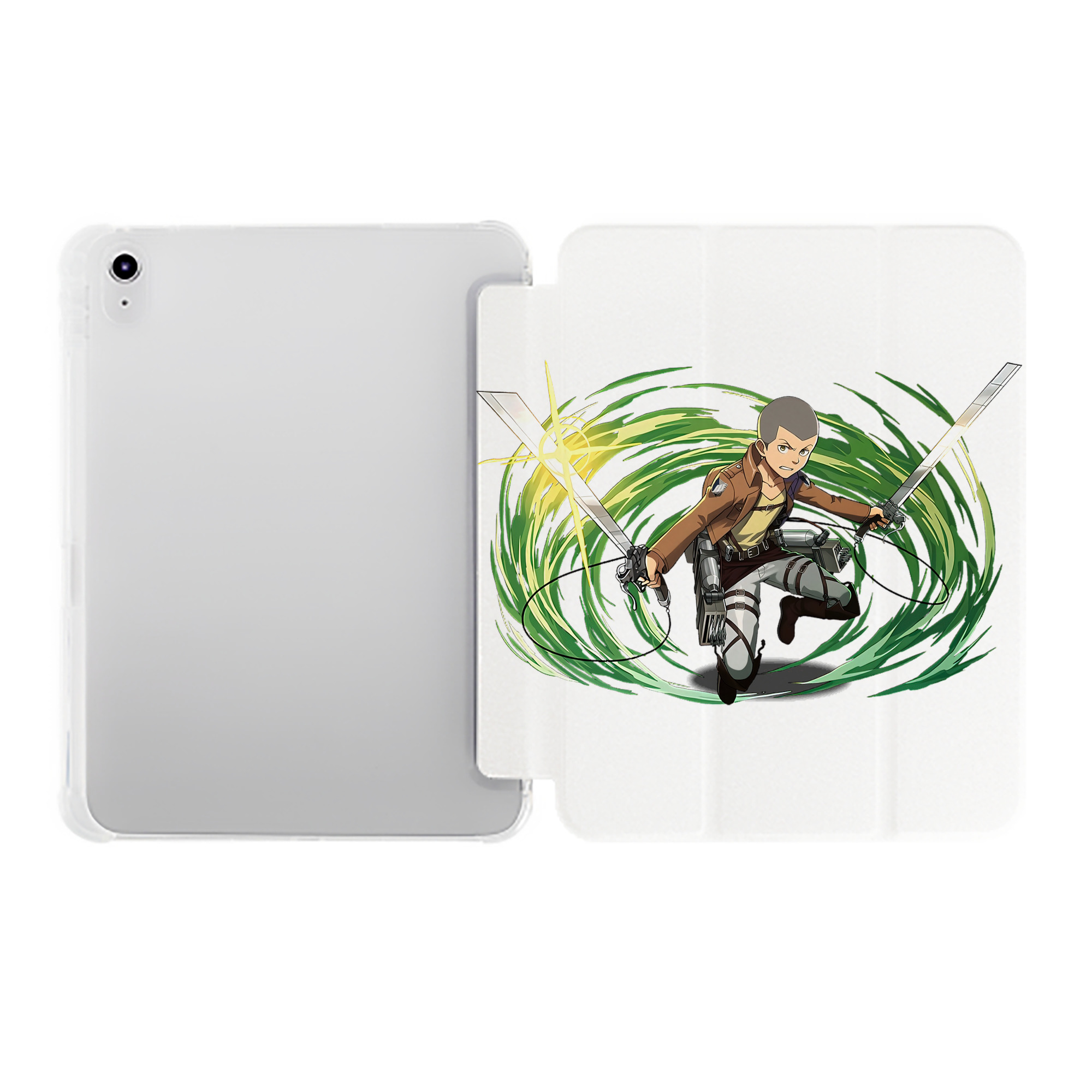 （画像用） 進撃の巨人 コニー·スプリンガー Attack on Titan Connie Springer IPad ケース ペン収納付き 三つ折りスタンド PUレザー×シリコン 対応機種9.5/10.5/10.9インチ